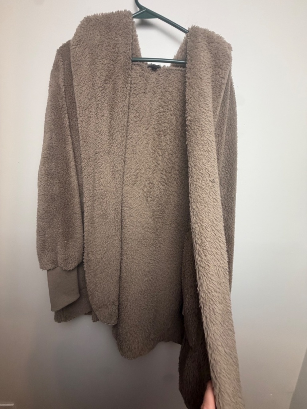 Coco & Carmel Taupe Hooded Teddy Fleece Cardigan Jacket L/XL - Picture 4 of 5